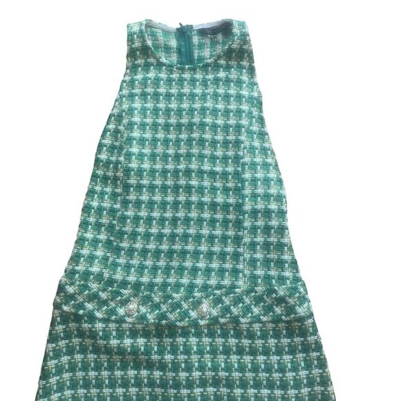 Zara Green Tweed Pinafore Dress Size SMALL - Picture 9 of 12